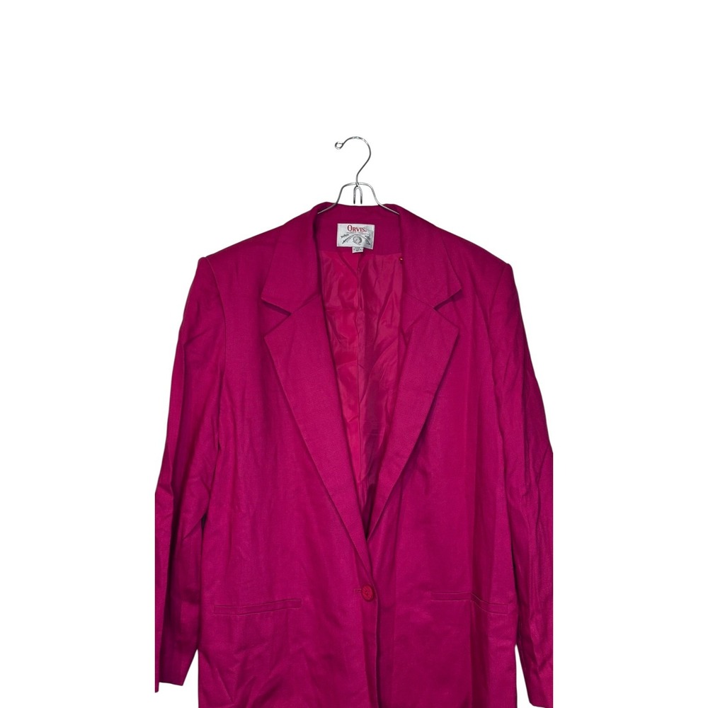 Orvis Womens Blazer Jacket Vintage Lined One Button Hot‎ Pink 12 Made In The USA - Picture 4 of 10